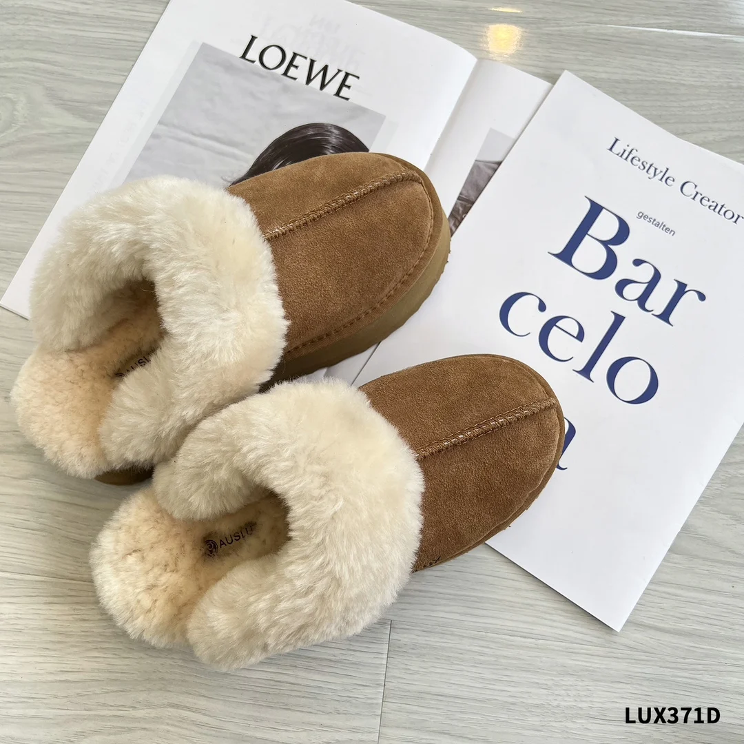 

LUXURY AUSTRALIA Alva Thick Sole Wool Half Slippers(Chestnut）