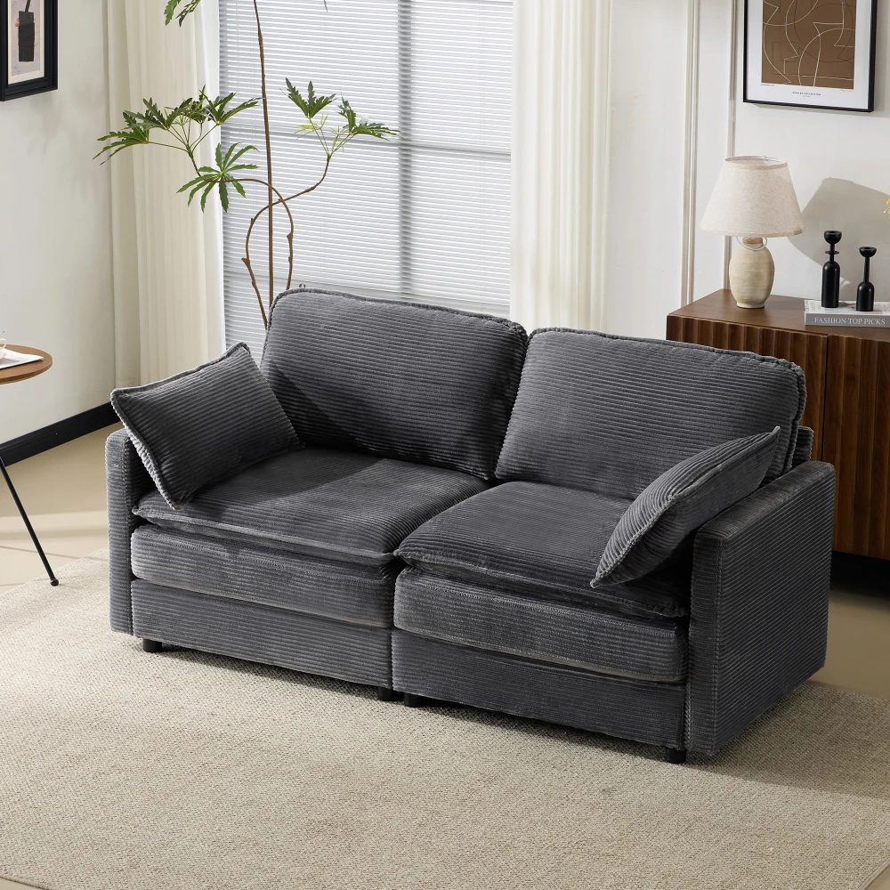 Modernes, minimalistisches 2-Sitzer-Sofa – hochdichter Schaumstoff, bequem und geräumig, leicht zu reinigen, klein, platzfreundlich für das Wohnzimmer – Detail 5