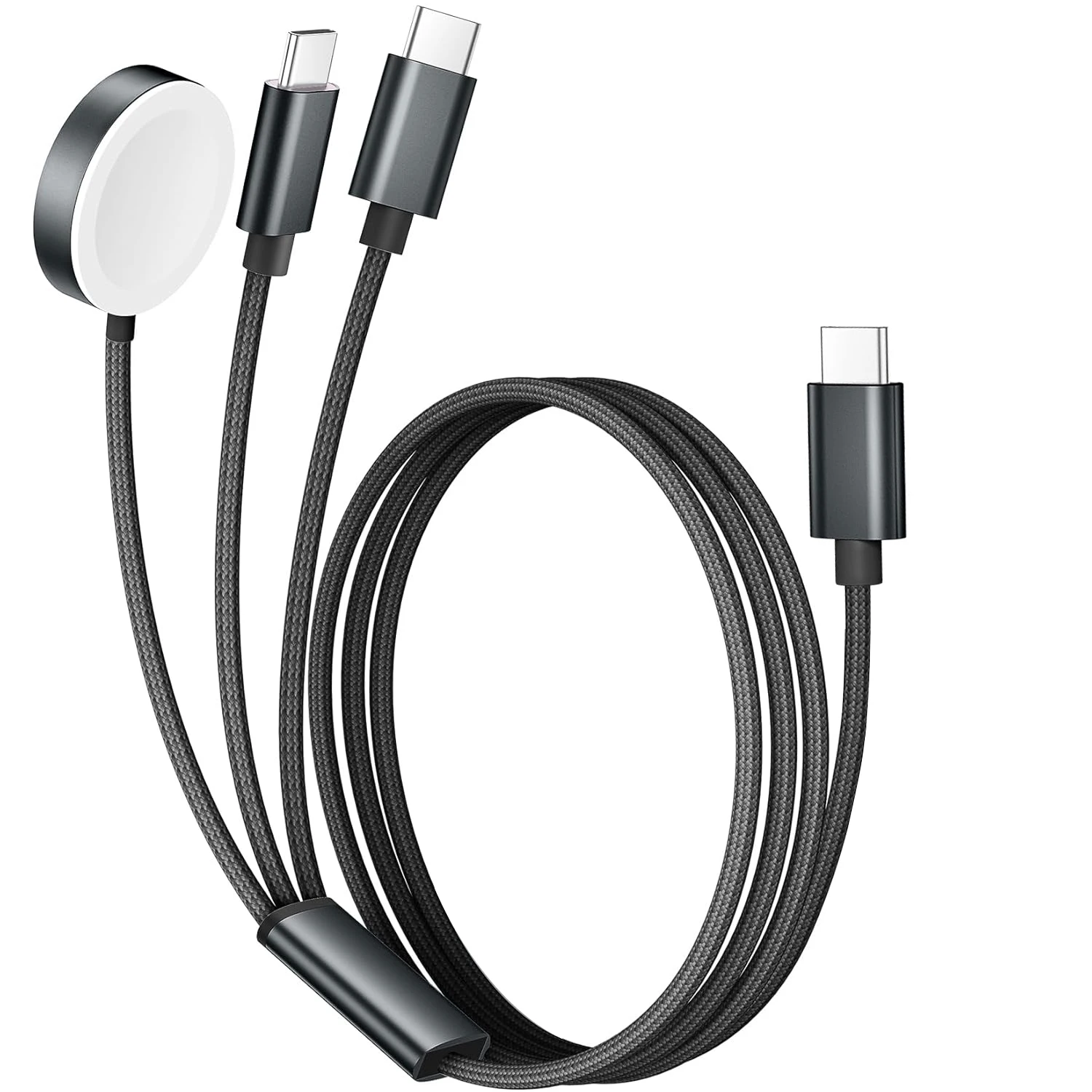 Enhanced Multi-Device Fast Charging Cable with Magnetic Wireless Charger Functionality for Smartwatches and Smartphones