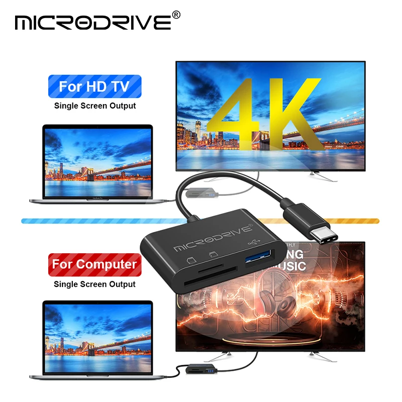 노트북 태블릿 맥북용 OTG 휴대폰 어댑터, C타입-SD/TF 카드 리더, USB 어댑터 카드 리더, SD/TF USB2.0, 10 개