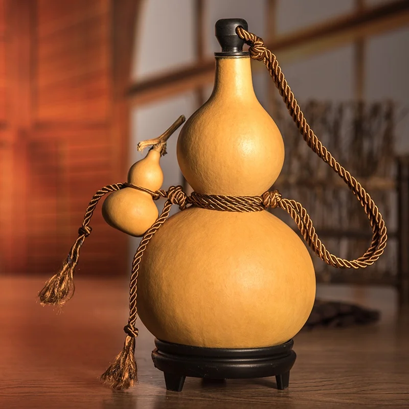 천연 조롱박 공예 수제 주류 용기 홈 장식 크리 에이 티브 물병 플라곤 아트웍 나무 공예 세련된 장식품