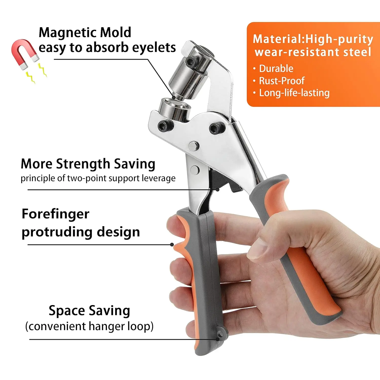 Grommet Pliers Kit Tools Handheld Hand Press Metal Eyelet Hole Punch Plier for Leather Canvas Clothing DIY Tarp Ring 6mm 10mm