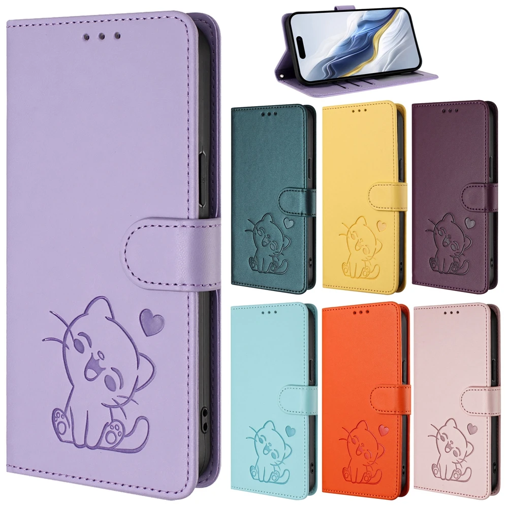 Nubia Neo 3 5G Leather Wallet Flip Phone Case with Kawaii Cat Design