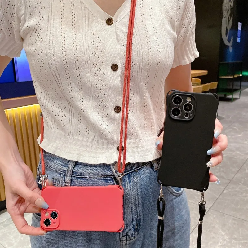 Shockproof Lanyard Case with Adjustable Crossbody Strap and Soft TPU Cover