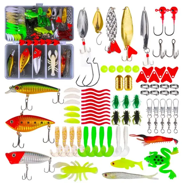 78Pcs Fishing Lures Kit With Tackle Box For Saltwater Freshwater