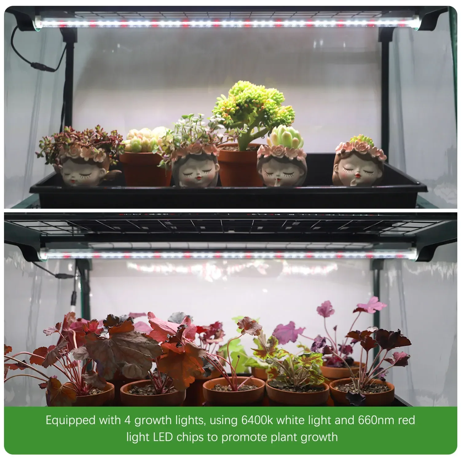 Garden Warm Room,Indoor Growing Seed Light Stand Mini Garden Greenhouse,4 Tier Shelf with Transparent Thermal Cover with Zipper