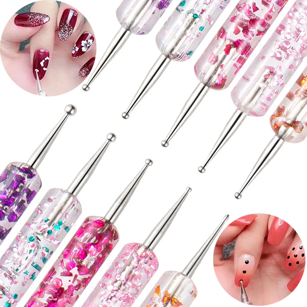 5Pcs Dual Head Nail Art Dotting Tools Nail Silicone Brush Dual Head UV Gel  Dotting Drawing Painting Pen Clay Sculpting Drawing Tools