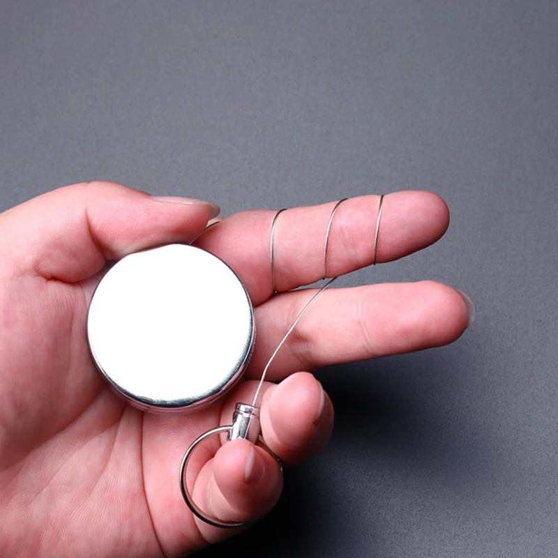 Retractable Metal Keychain and Badge Holder with Recoil Clips