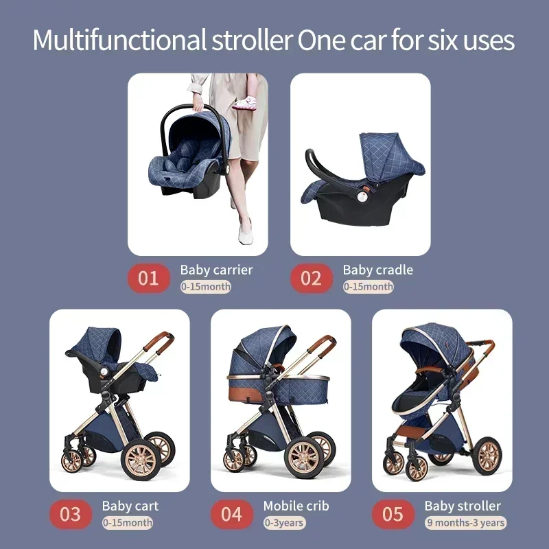 3in1 High Landscape Baby Stroller with car seat Newborns Infant Portable Baby Carriage ISOfix Base Multi functional strollers baby stroller