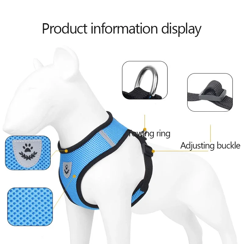 Dog Harness Cat Harness Vest Walking Lead Leash for Puppy Dogs Collar Polyester Adjustable Mesh for Small Medium Pet Accessories