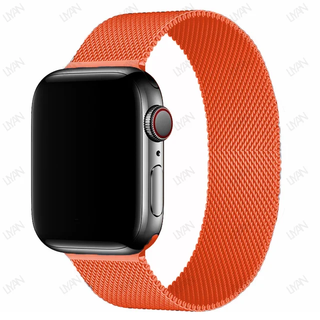 Magnetic Loop Strap For Apple watch Band 45mm 41mm 44mm 40mm 42mm 38mm Stainless steel correa bracelet iWatch serie 3 7 5 6 se 3 Orange 25