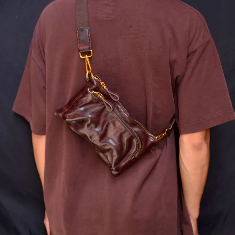 

AETOO новая кожаная Оригинальная Повседневная сумка через плечо для мужчин старшего возраста из растительного дубления легкая мягкая Молодежная кросс-боди b