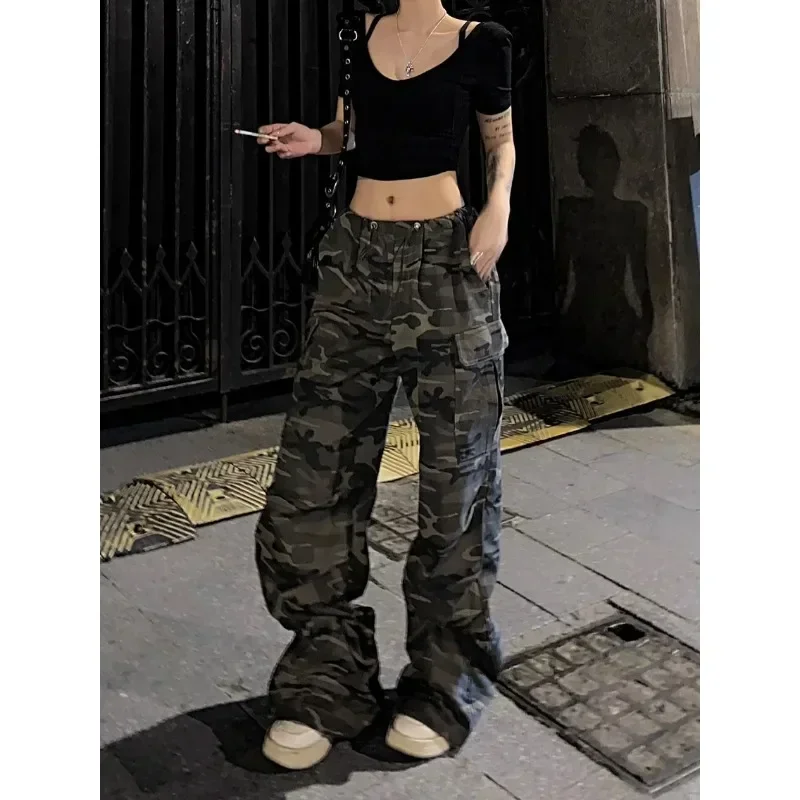 

Deeptown Y2k Camouflage Cargo Jeans Women Coquette Grunge Streetwear Baggy Parachute Pants Gyaru Trashy 2000s Vintage Trousers