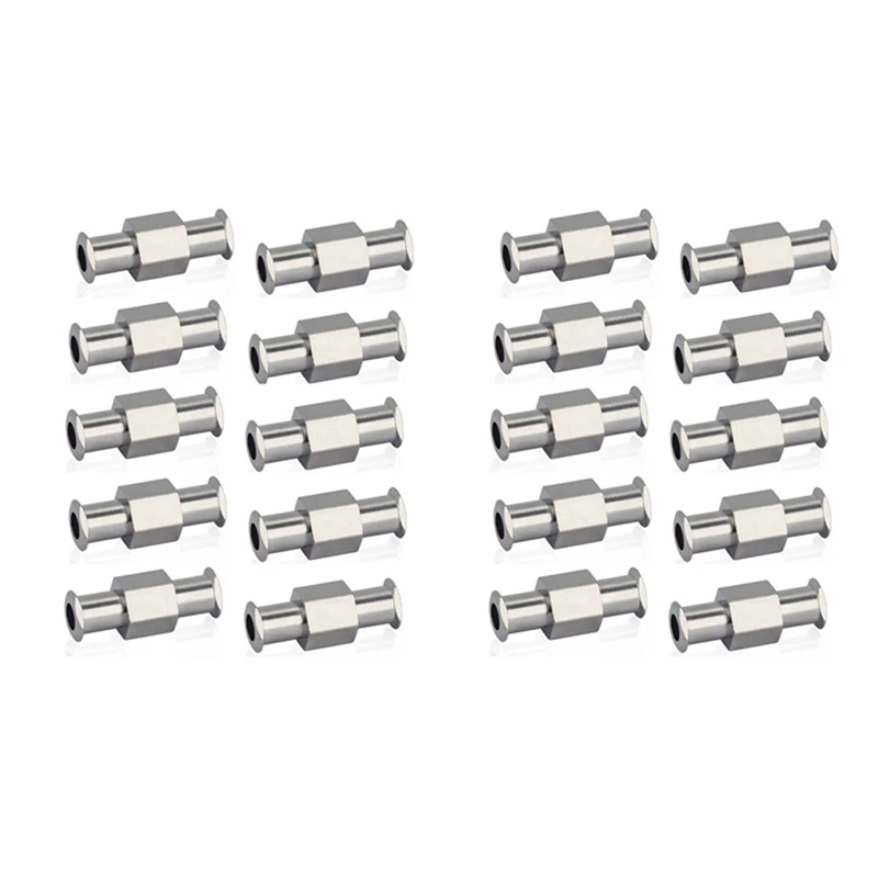 

20Pcs Coupler Luer Syringe Connector Metal Double Joints Luer Lock Adapter Coupler For Pneumatic Parts