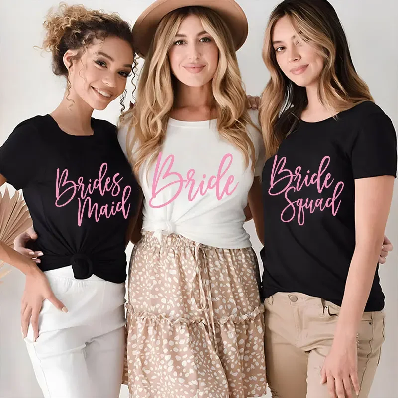 

Women Bachelorette Hen Party T-shirt Blouses Friends Bridal Wedding Top cottonSquad Tribe Bridesmaid Short Sleeve Tees