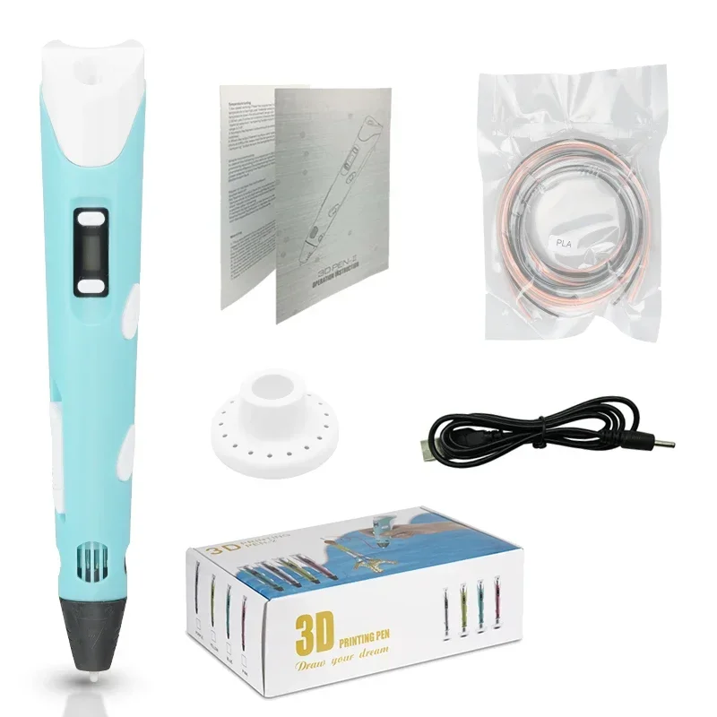 LED Screen 3D Printing Pen with PLA Filament for Creative Design and Drawing - Perfect Gift for Kids