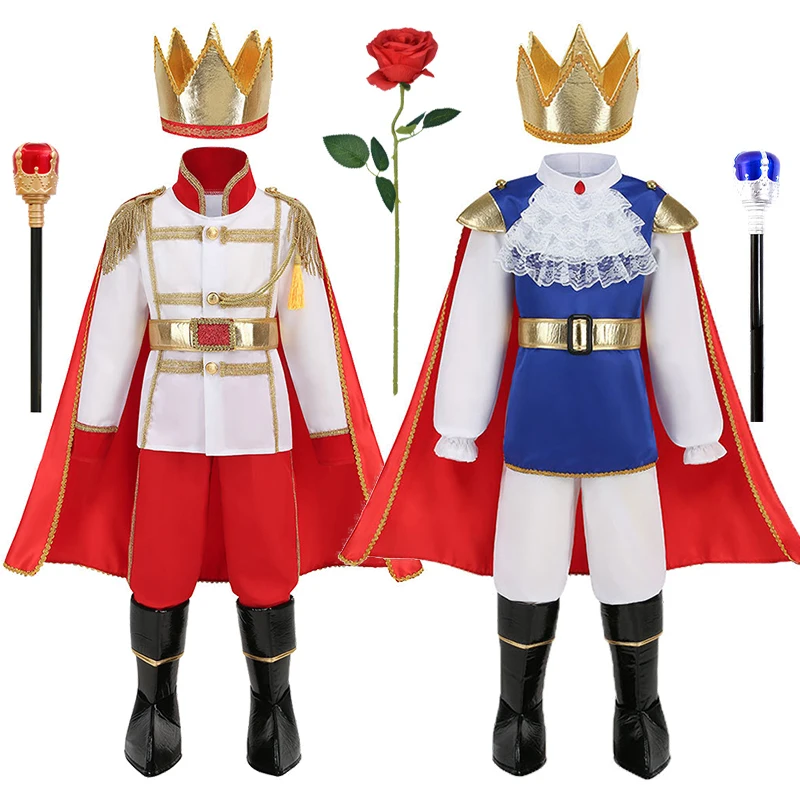 

Carnival Boys Halloween Cosplay Prince Charming Children Clothing Set Festival Kids Christmas Party Eric Florian Prince Costume