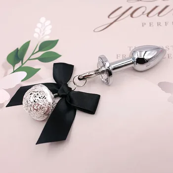 BDSM Bow Bells Stainless Steel Matal Butt Plug Sexy Rabbit Cosplay Suitable For Couples Flirting And Teasing For Men/Women 4