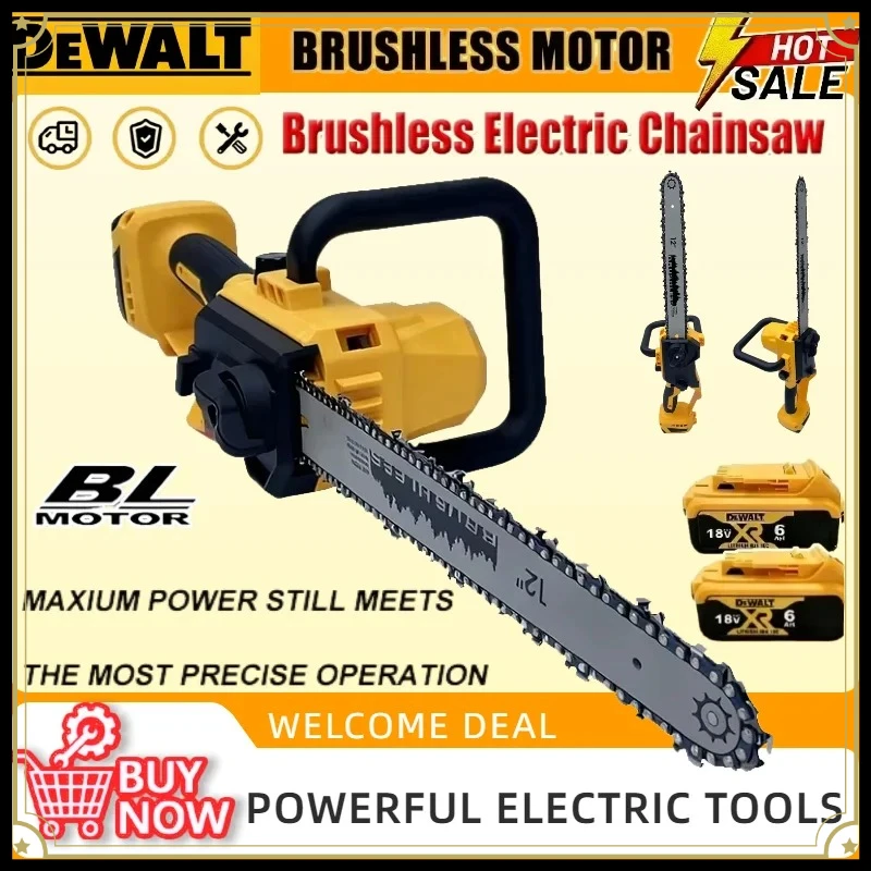 DEWALT 20V 브러시리스 무선 전기톱 자동 오일러 휴대용 전기톱 나무 트리밍 벌목 절단 정원용 전동 공구
