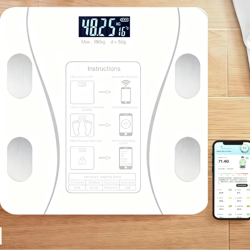 Bilancia pesapersone digitale wireless Fat Smart per il bagno, analizzatore di composizione corporea con app per smartphone e compatibilità Bluetooth._voghion.com