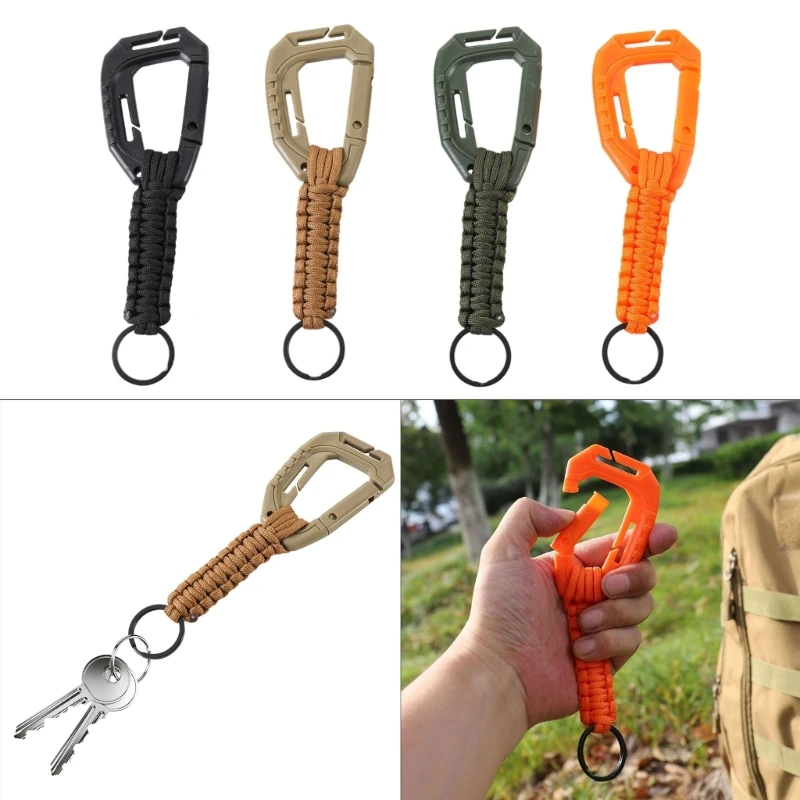 

2Pcs Heavy Duty Paracord Keyrings with Carabiner Paracord Locking Keyring Clip Drop Shipping