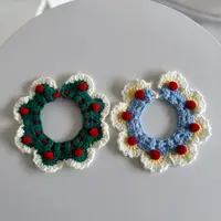 Pet Floral Edge Knitted Bib Collar Cute Adjustable Kitten Dog Cat Decoration Handmade Scarf Necklace Pet Supplies Pet Accessorie 2