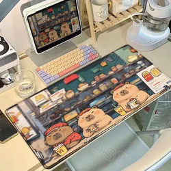 Large Cute Capybara Cartoon Mouse Pad - Non - Slip Rubber Office Decor Kawaii Anime Desk Mat Rug - 600x300x2mm (Capybara - 13)