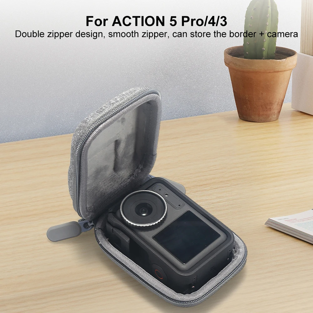 Portable Storage Bag for DJI OSMO Action 5 Pro/4/3 Double Zipper Travel Case with Carabiner Storage Box Protective Box Accessory
