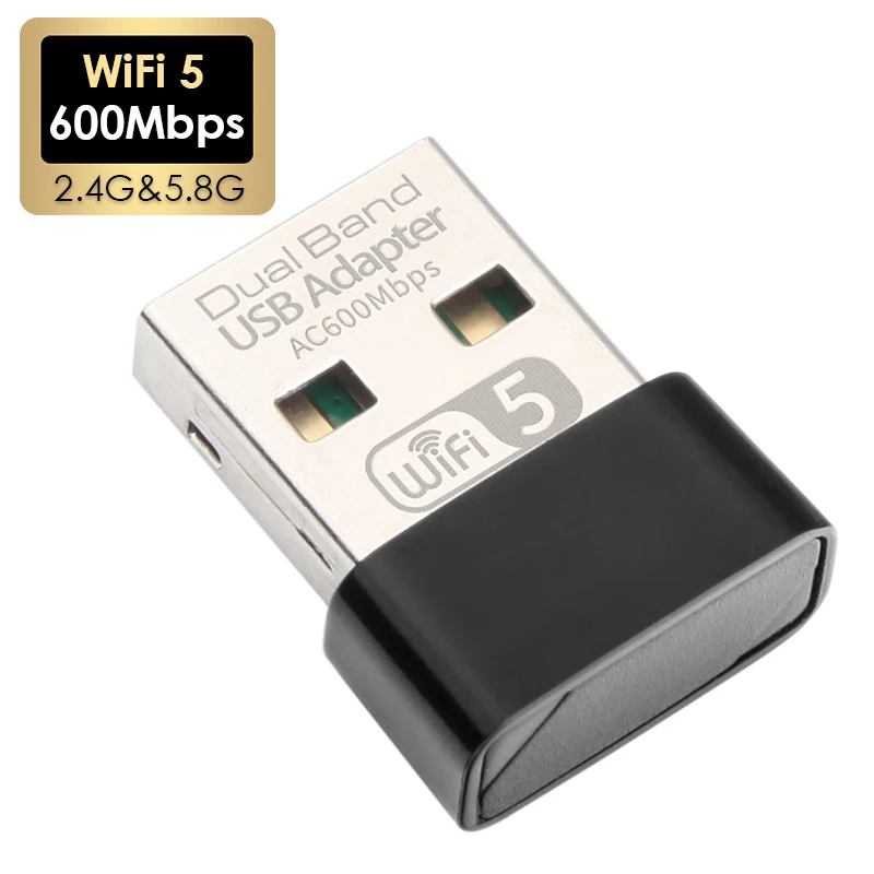 600Mbps 2.4 جيجا هرتز 5G ثنائي النطاق USB واي فاي محول بطاقة الشبكة اللاسلكية الصغيرة استقبال خارجي USB واي فاي محول دونغل للكمبيوتر المحمول
