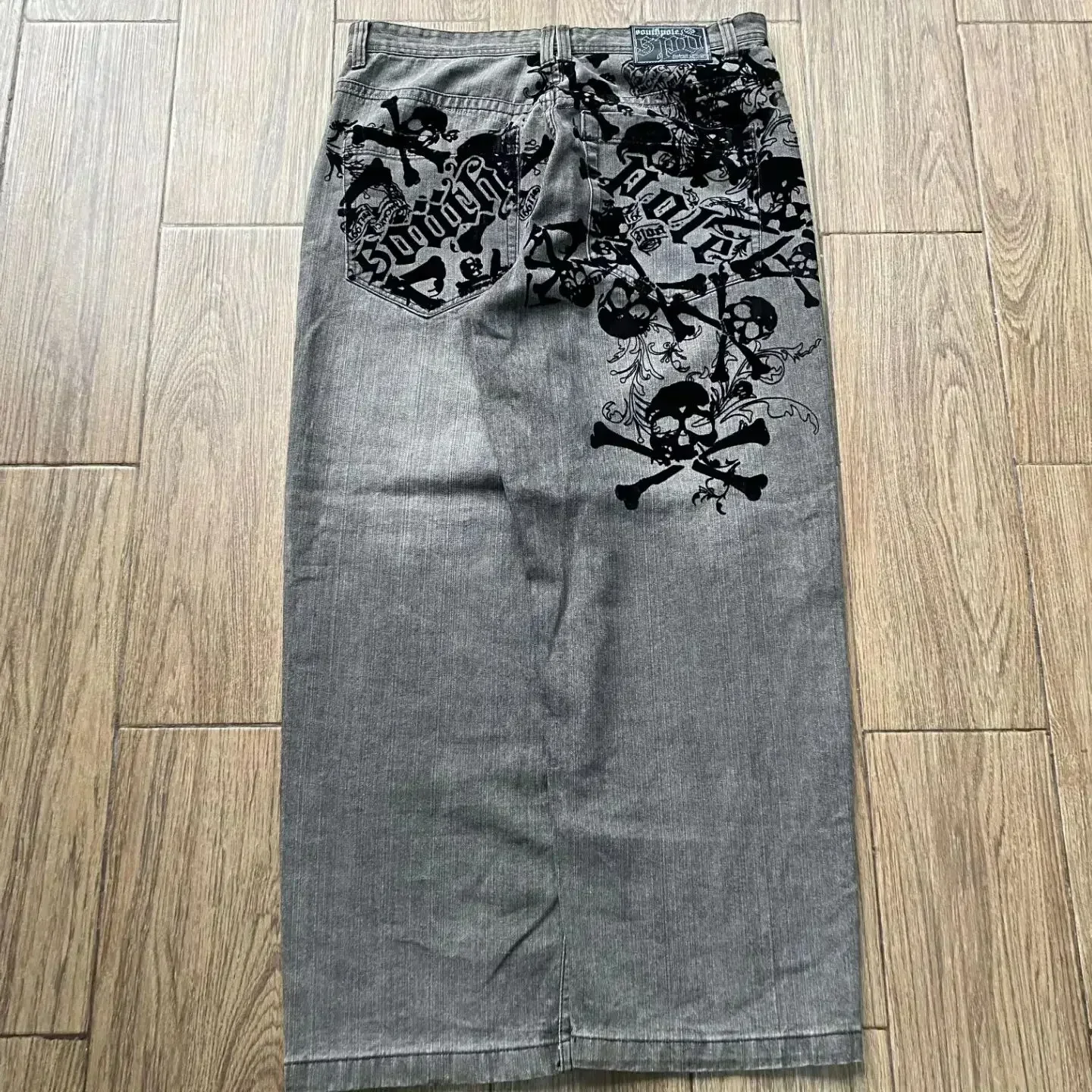 New Retro Southpole Jeans Skull Watermark Loose Jeans Men's and Women's Y2K Harajuku Gothic Hip Hop Skateboard Pants Street Wear 4