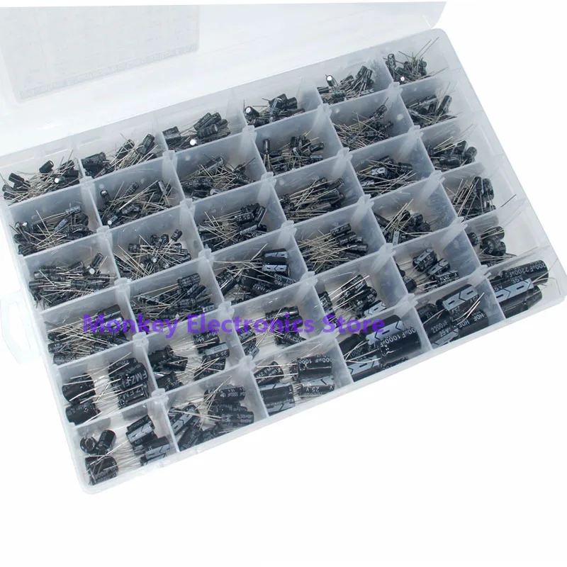 Aluminum Electrolytic Capacitor Set Box DIP 25V/35V 0.1uf-2200uf 36Value 960pcs