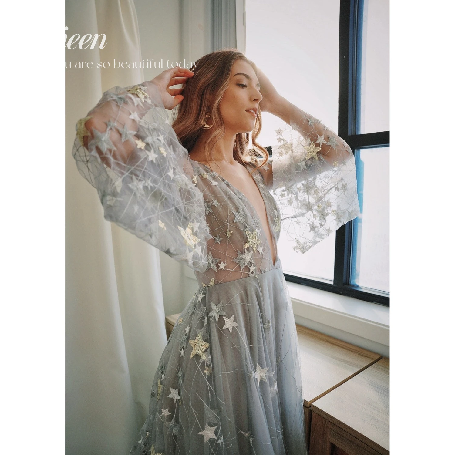 

Aileen V-neck Party Dresses for Prom Star Chiffon Evening Gown Skirt Wedding Party Dress Women Elegant Luxury New in Dresses
