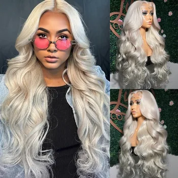 Platinum Ash Blonde Body Wave Lace Front Wig 13X4 HD Transparent Lace Front Wig Human Hair 250 Density Lace Front Wig Human Hair 1