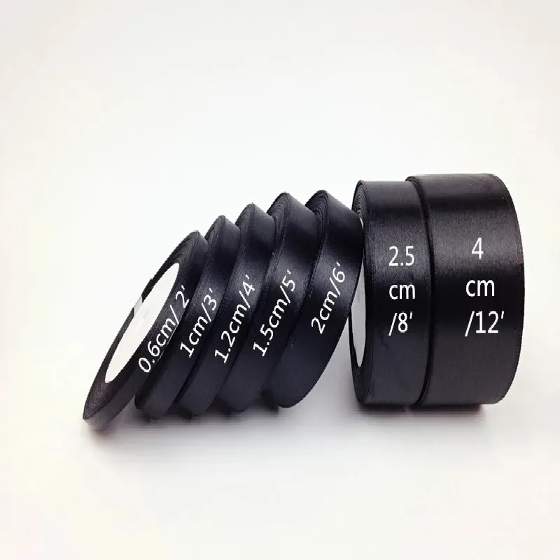 블랙 실크 얼룩 리본, 웨딩 파티, 크리스마스 리본, 꽃 선물 장식, DIY 바느질 원단, 6mm-75mm, 롤 당 22 m, 신제품