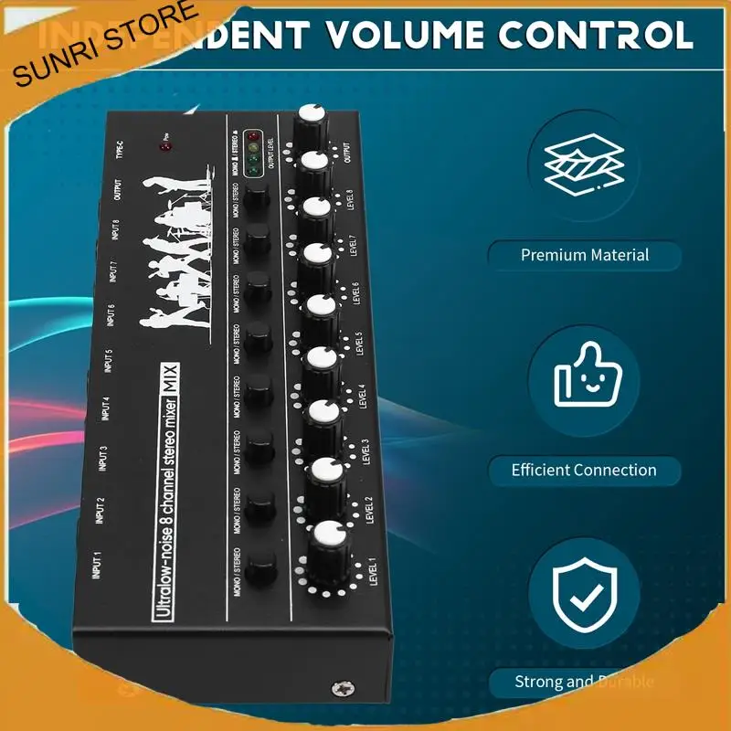 Professional 8-Channel Stereo Mixer Portable Sound Audio Mixer With Low-Noise Functionality For Recording Instruments