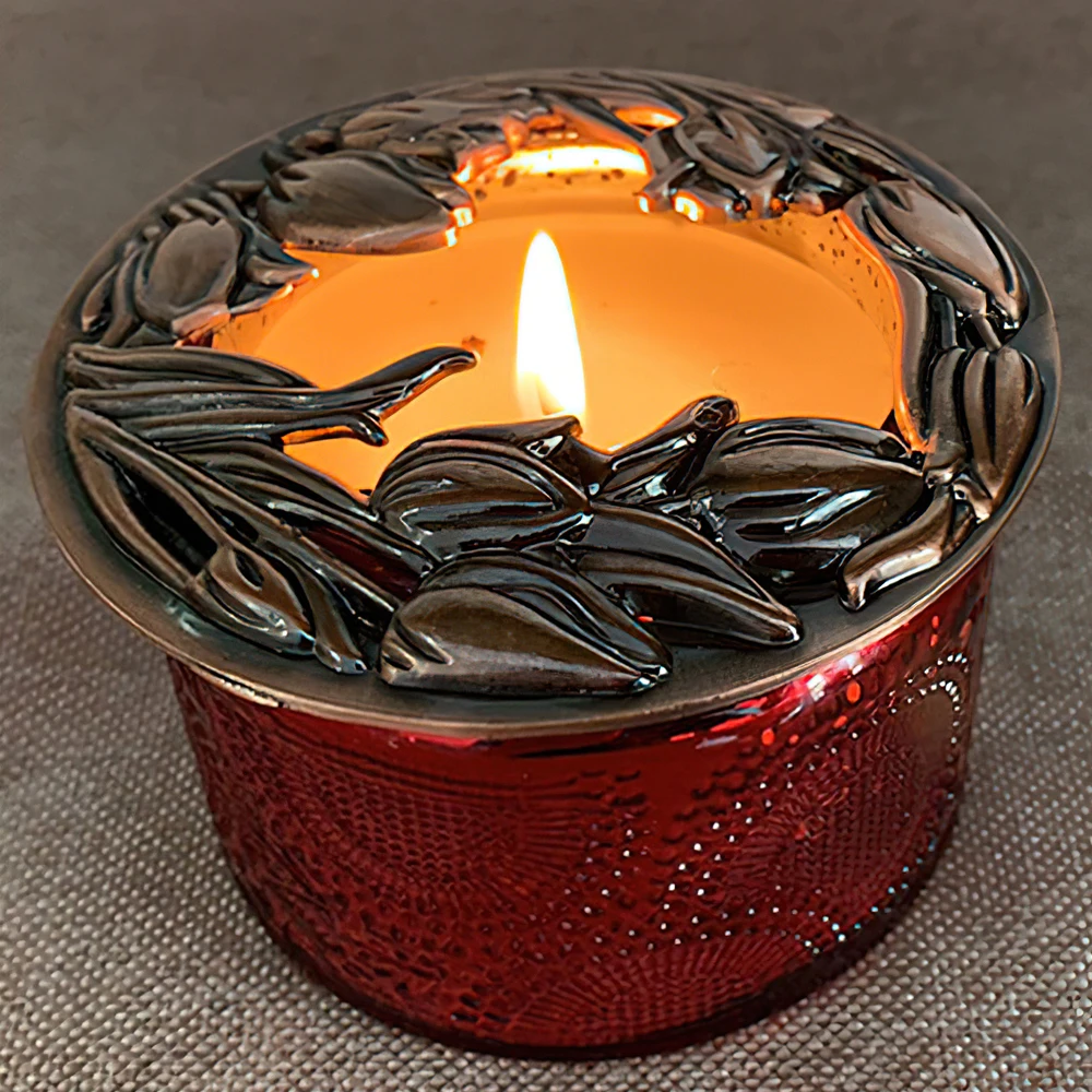 1pc Candle Topper Flower Jar Lid Alloy Cover Carving Tulip Pinecone Branch Pattern Hollow Candles Shade Sleeves Vintage Decor