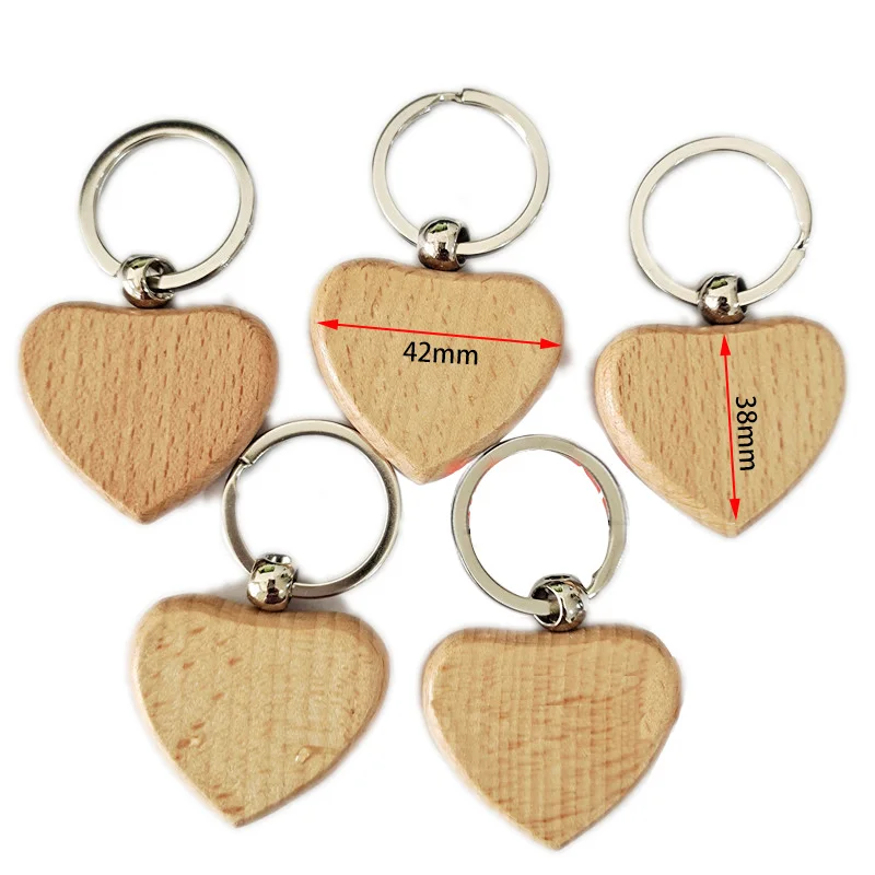 50pcs Blank Wooden Key Chain DIY Promotion Pendant Wood Keychain Round Rectangle heart oval shape Keyring Tags Gifts for carve |