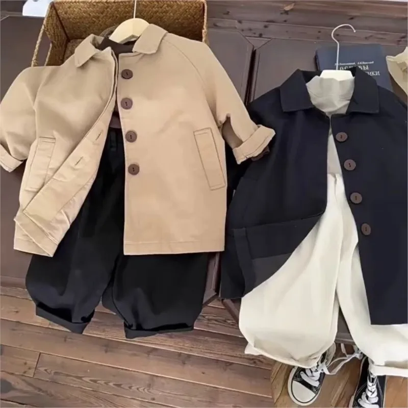 Fashion Baby Girl Boy Cotton Trench Kid Windbreak Jacket Spring Autumn Child Dust Coat Loose Kid Outwear Baby Clothes 1-10Y
