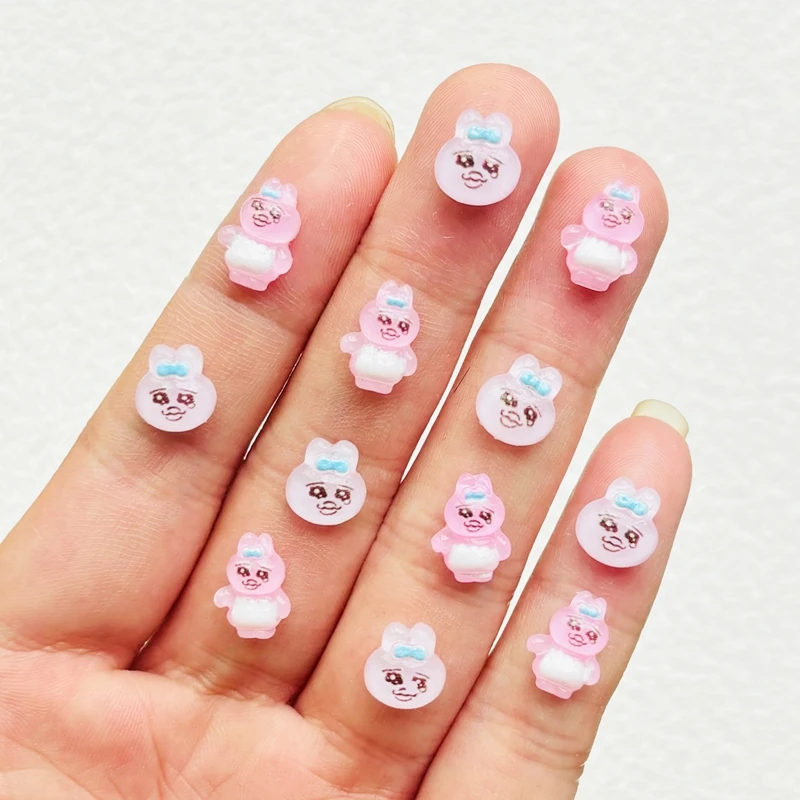 Resin Jewelry Accessories 50 Pcs Cute Mini Cartoon Sad Rabbit Figurine Crafts Ornament Manicure Hairpin Making