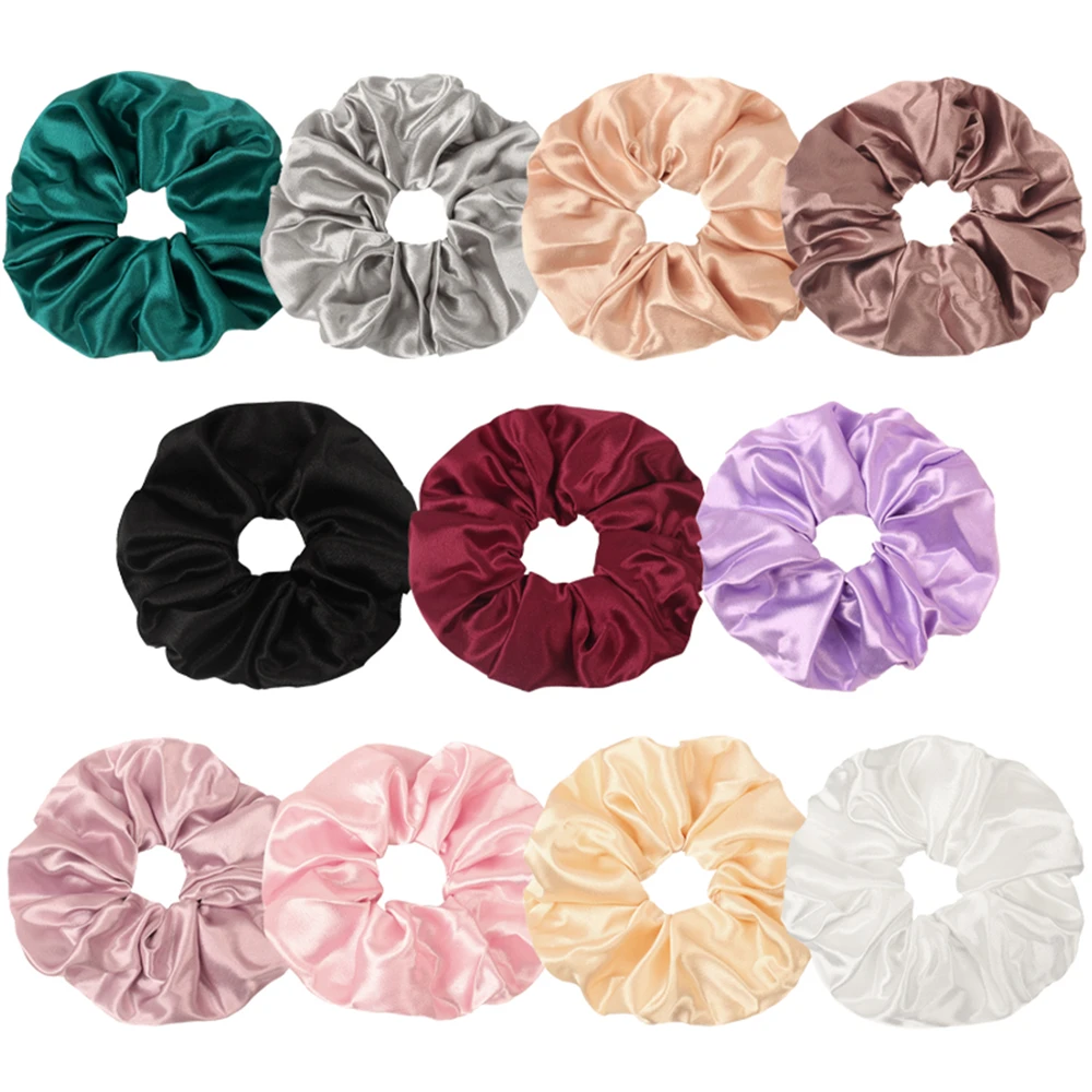 

Solid Color Scrunchies Stretch Elastic Hair Ties Classic Elegant Rubber Band Ponytail Ties Rope Accessories For Women Wholesale