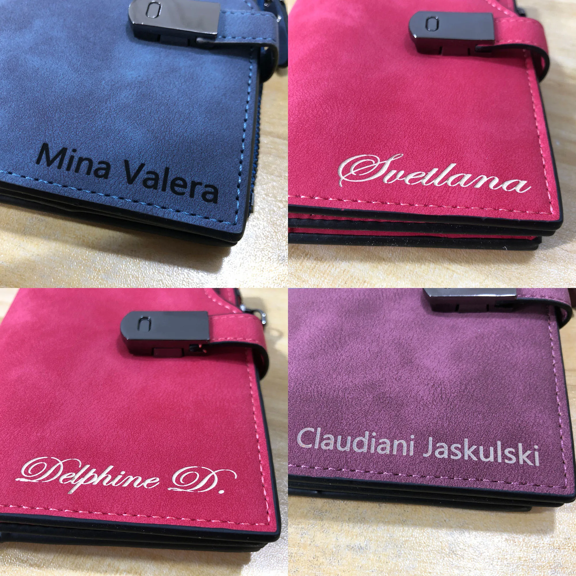 New Women Short  Wallets Magnetic Buckle Free Name Engraving Top Quality Card Holder Female Purse Zipper Wallet For Girl 6
