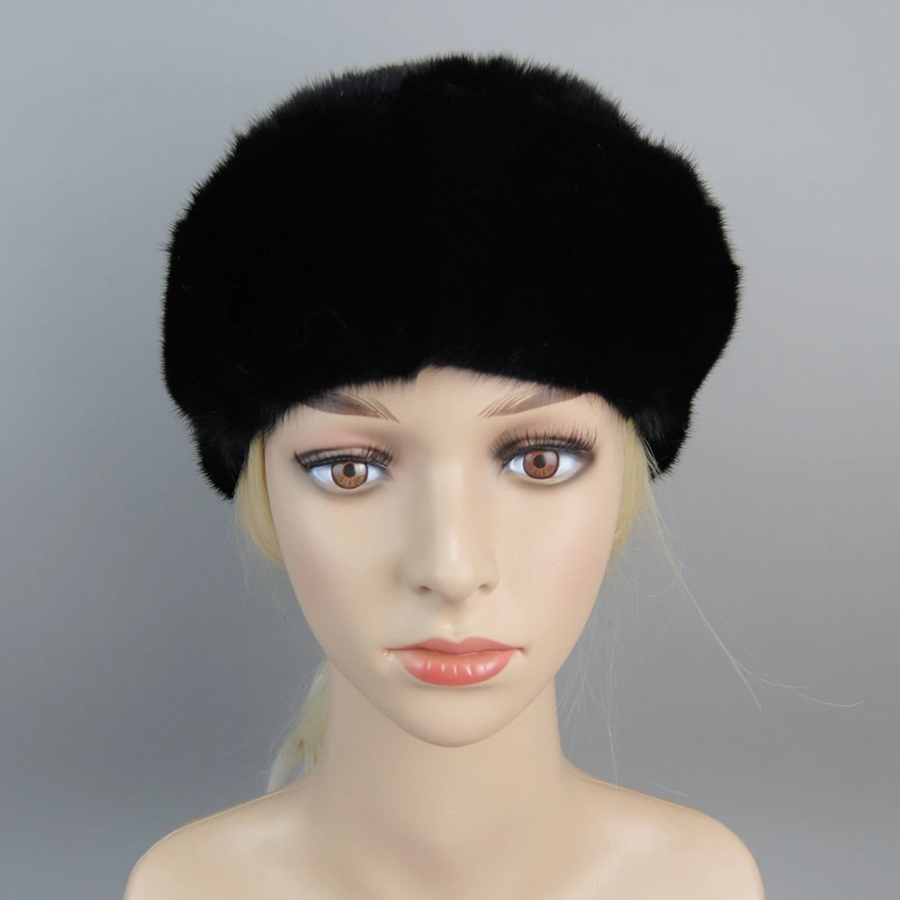Women winter fur hats real mink fur hat thick knitted berets Russia fashion good quality female casual caps