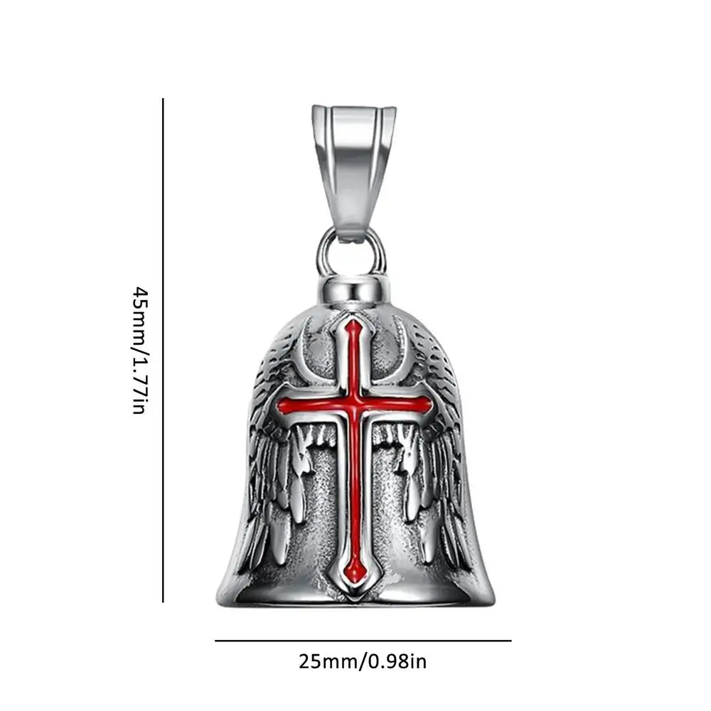 S9d7f62def36e4b52ab65561b3962a1f9m Guardian Ball - Cross and Angel Wing Knight Bell Retro Punk Style Men's Cross Lucky Bell Angel Wing Knight Bell Metal Pendant Motorcycle Riding Guardian Bell Accessories 35