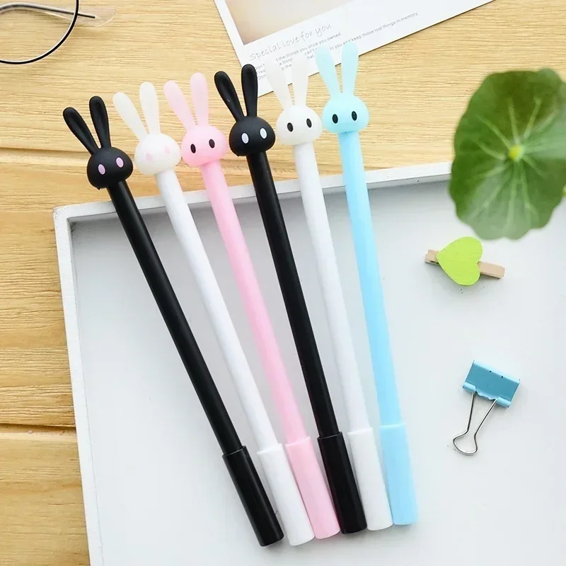 

5Pcs Set Rabbit Gel Pens Korean Creative Cartoon Black Student Signature Pen Kawaii School Writing Supplies Office Stationary