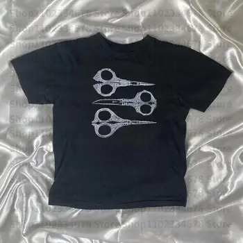 Gothic Emo Girl Crop Top Baby Tees Vintage Donna Lettera Stampa Casual T-shirt a maniche corte Abbigliamento anni 2000 Y2k Top donna Streetwear 1