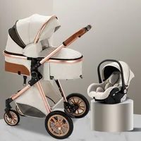 Nouveau Poussette bébé 3 en 1 Portable voyage landau pliant carrinhos haute paysage cadre en aluminium voiture pour nouveau-né bébé de FR 4