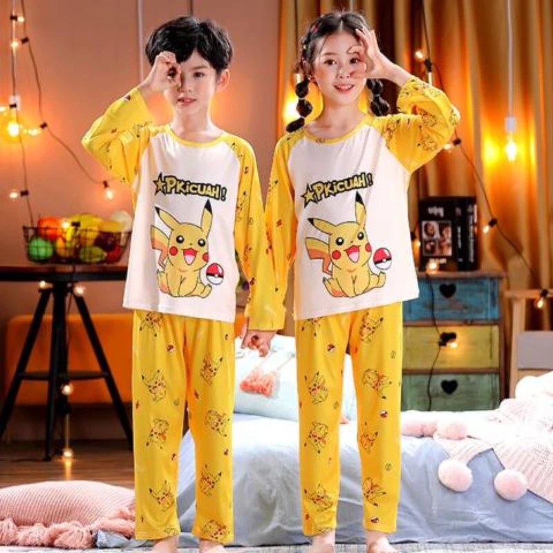 Conjunto de pijama de algodón de Pokémon para niños, de dormir manga larga con dibujos animados, de Navidad, el hogar|Sets de pijamas| AliExpress