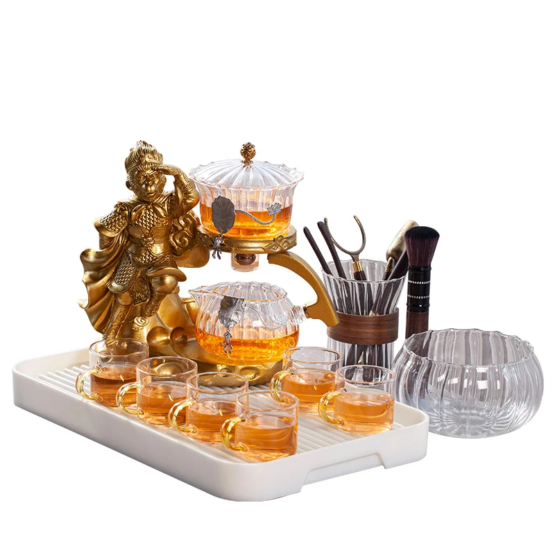 Creative Monkey King Glass Tea Set Automatic Teapot Tea Heat-resistant Kungfu Drinking Make