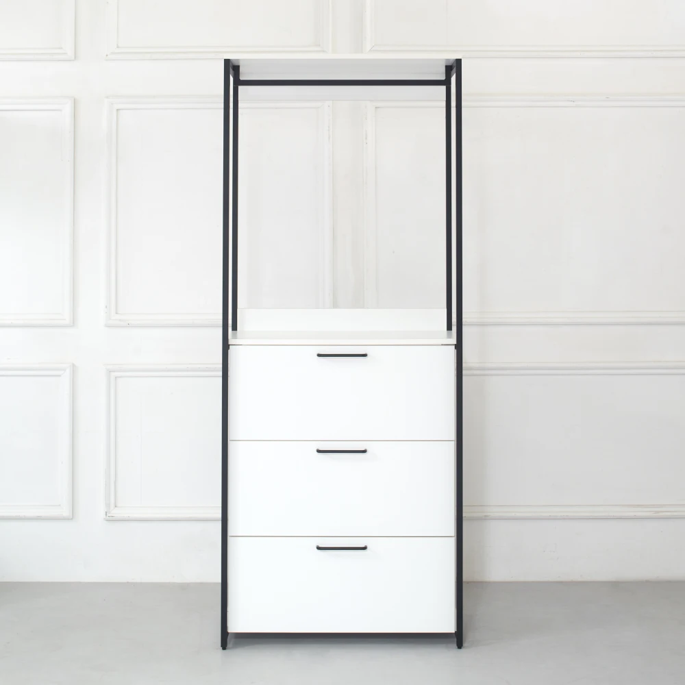 "Fiona Wood Metal Walk-in Closet 3 Drawers Organizer" 2