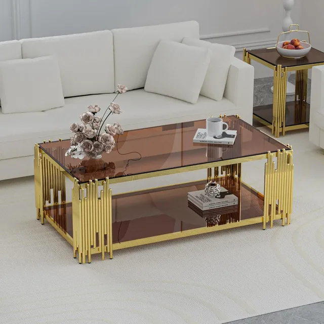 Coffee Table Gold Stainless Steel Metal 1